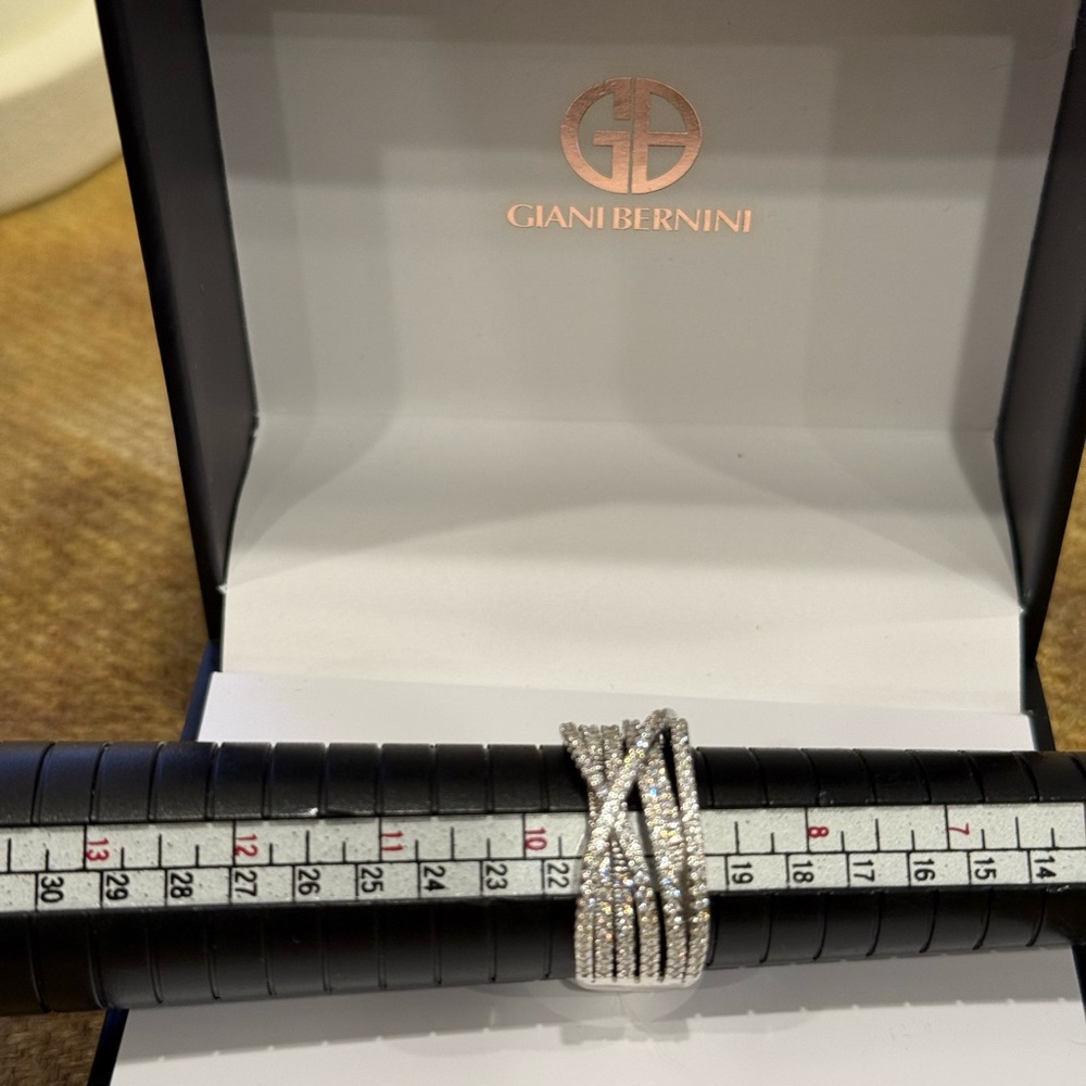 Giani Bernini Silver Crisscross Multi-Row Pavé Ring
